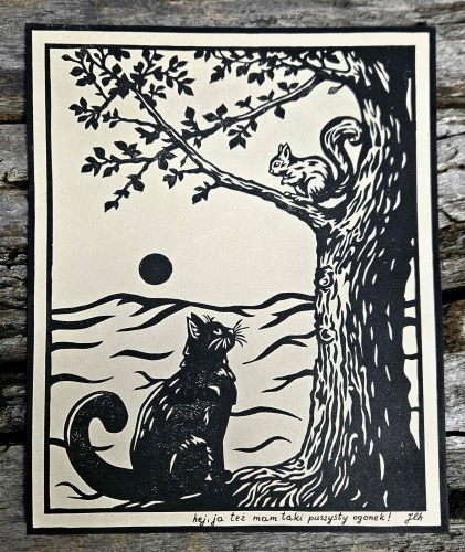 grafika-linoryt-hej-ja-tez-mam-taki-puszysty-ogonek-tusz-na-bezowym-papierze-rekodzielo-sztuka.jpg